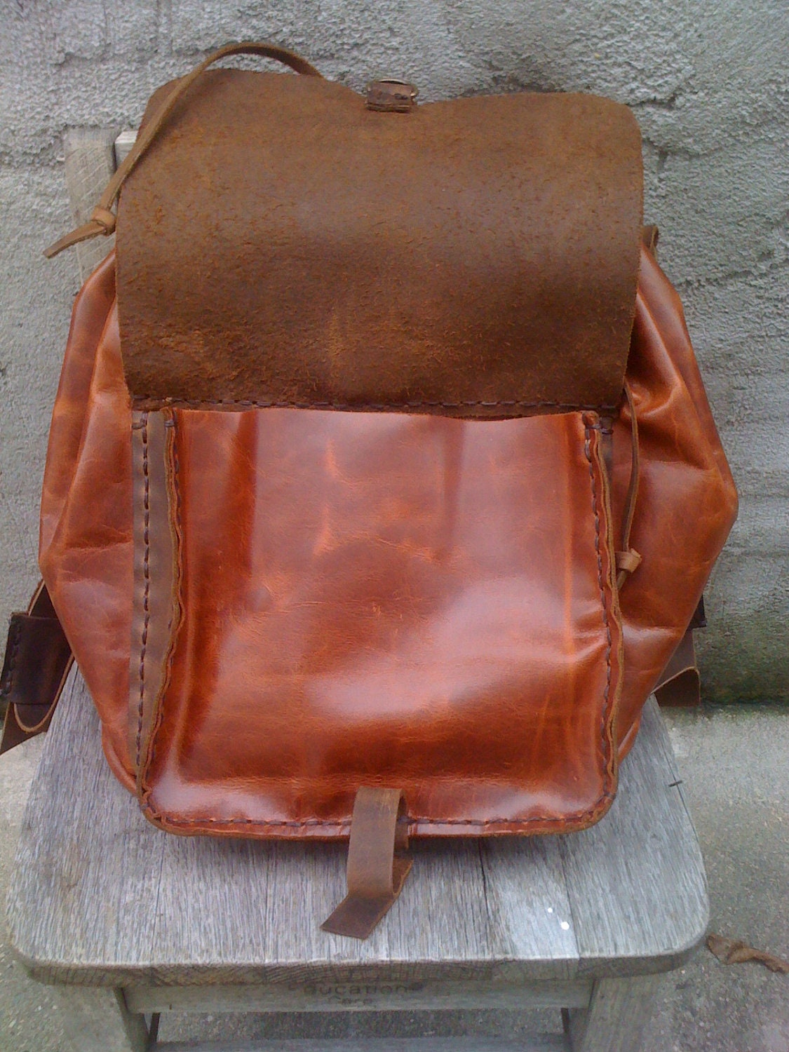Leather Backpack Handmade Hand Stitched Bag For Men by NadiraBag