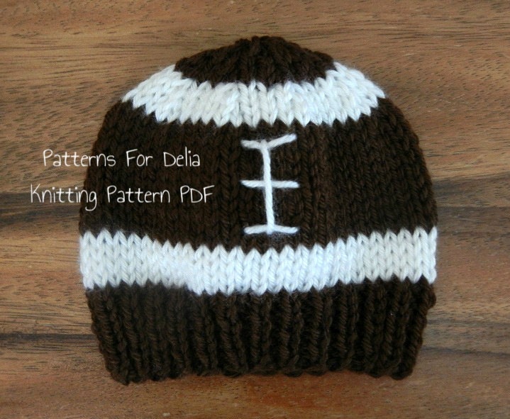 Football Hat KNITTING PATTERN easy beginner flat knit beanie