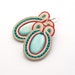Soutache Earrings, Hand Embroidered Turquoise Beige Red Earrings Soutache, Soutache Jewelry, sterling silver