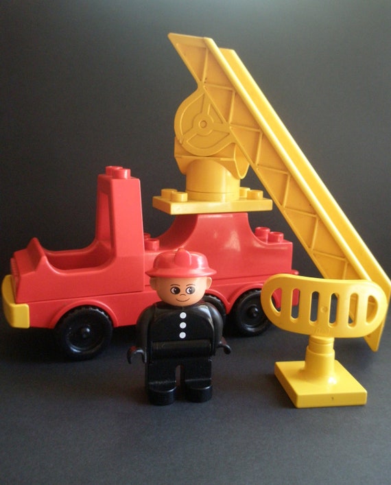 Vintage Lego Duplo Fire Truck Set With Dri