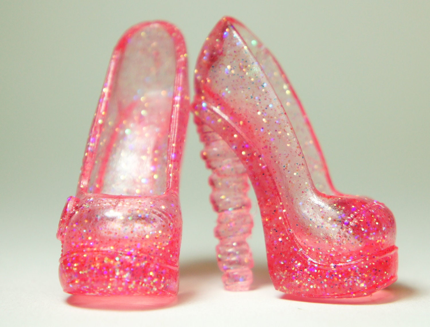 Sparkle Light Pink Stacked Heel Monster High by DolliciousCustoms