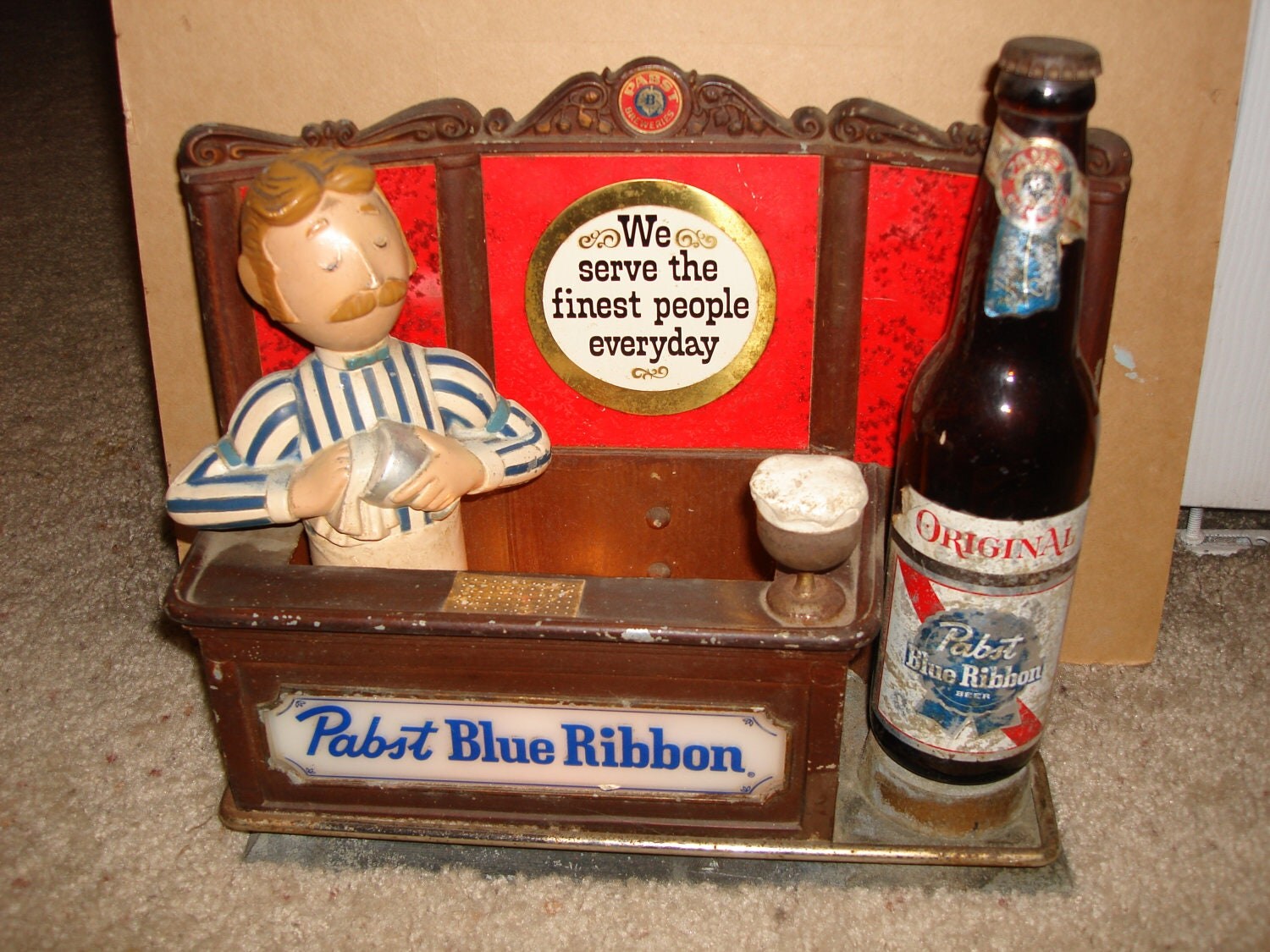 Rare Vintage Advertising Pabst Blue Ribbon Beer Pbr Bartender 6542