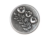 3 Triplet Flower 5/8 inch ( 15 mm ) Metal Buttons Antique Silver Color