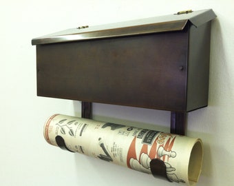 Flush Mount Copper Mailbox with Scroll Bronze Patina