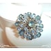 Vintage Blue Satin Glass Round Brooch - 1373ag-040810000