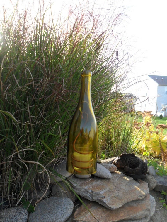 Items similar to Hanging Wine Bottle Candle Holder Lantern on Etsy