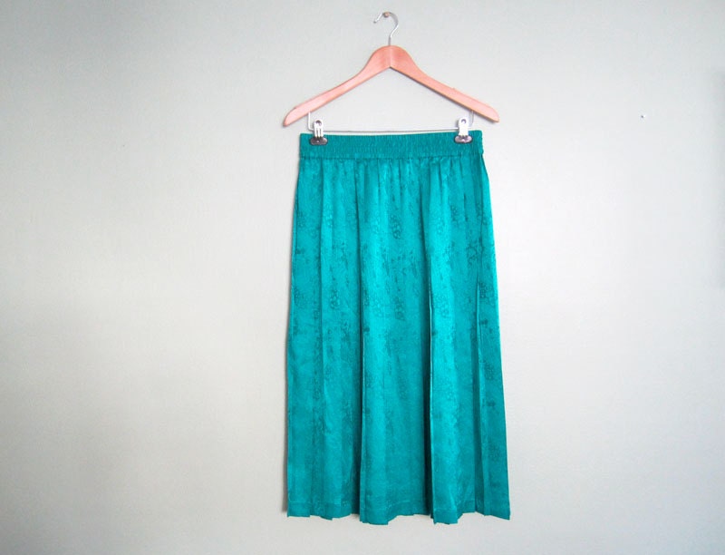 teal pleated maxi skirt