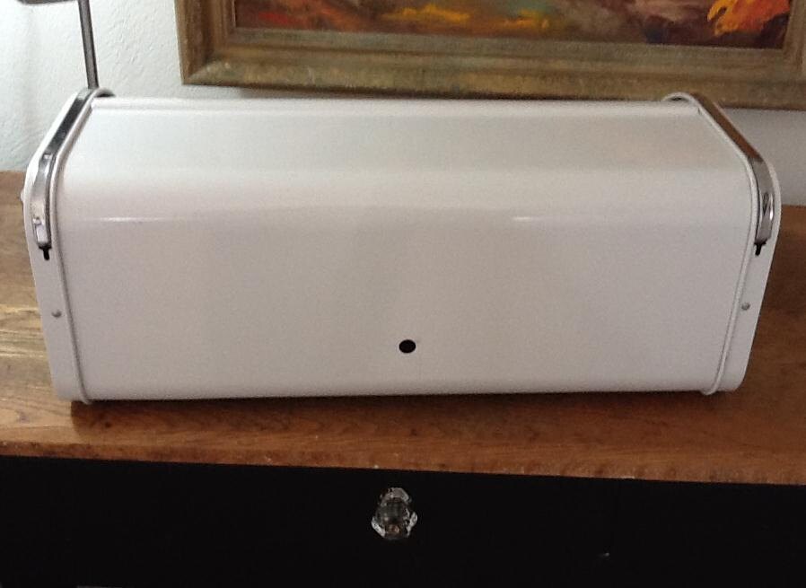 Vintage Metal Bread Box / Roll Top Bread Box / MidCentury