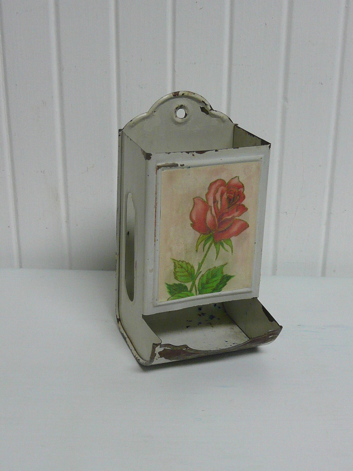 Download Vintage Tin Metal Match Box Holder Shabby Chic Lovely White Yellowimages Mockups