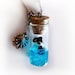 Orca whale in a bottle necklace, vial pendant, blue ocean in a bottle pendant