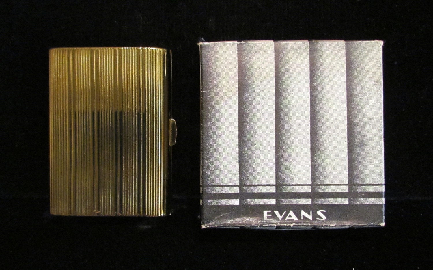 Vintage Cigarette Case Evans Cigarette Box Gold Tone Art Deco