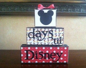 Disney Countdown Wood Block set / Vacation Countdown - Advent Calendar - Countdown the days to when you take your disney vacation