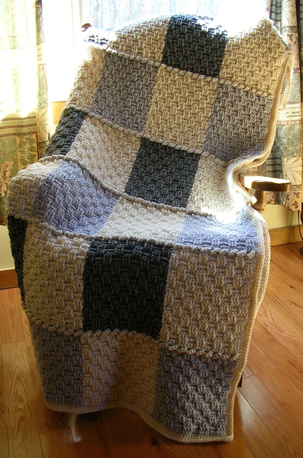 Crochet Afghan Blanket Throw Neutral Colors by LittlestSister