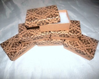 100 Damask Print 3.25x2.25 Cotton filled Jewelry Presentation Jewelry Gift Display Boxes, Favor Boxes