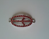 Red Oval Rhinestone Peace Connector