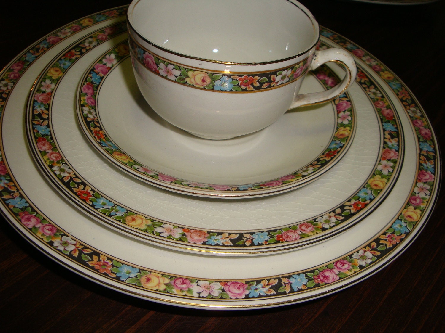 c1912 J & G Meakin Fine China Dinnerware Set 32 pcs Happy