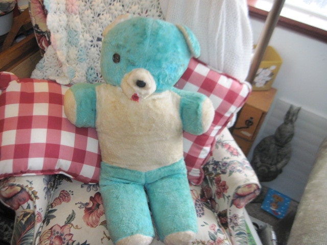 Download Vintage Blue and White Teddy Bear Very Loved..