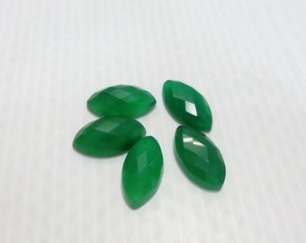 5 Pieces Lot Green Chalcedony Faceted Checker Cut Marquise Shape Size 13X23 mm