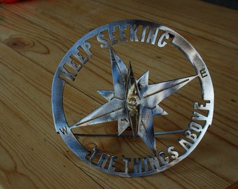 Saw blade metal wall sculpture with Scripture