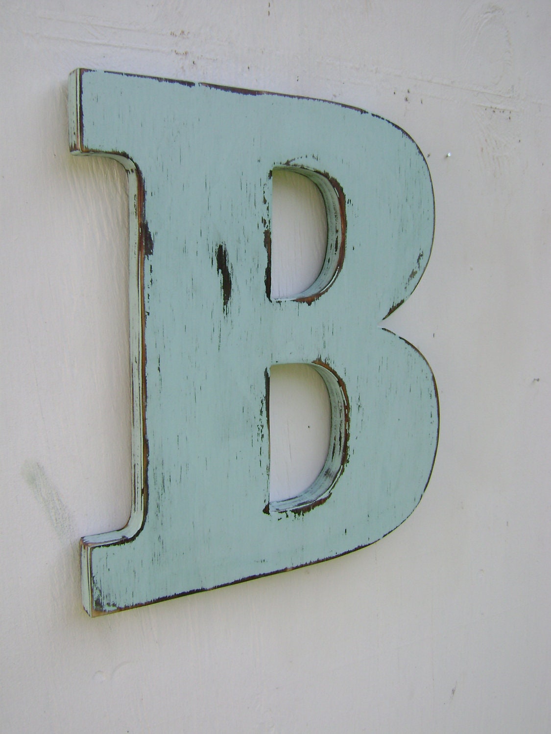 Rustic Wood Wedding Decor Letter B Distressed Spa BluWood