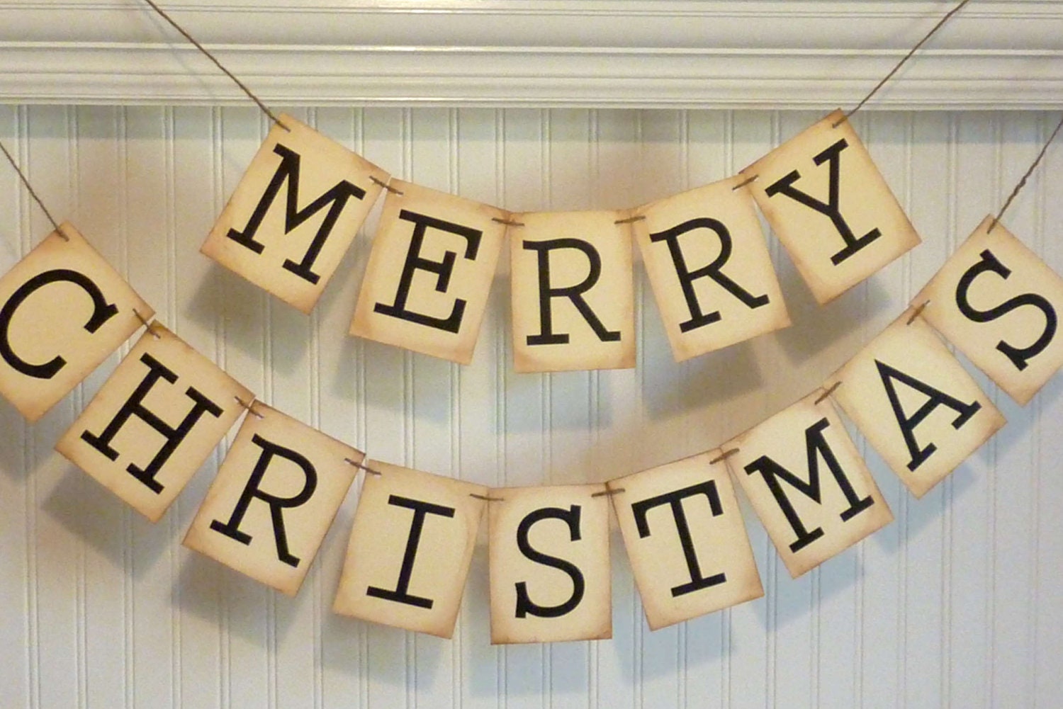 Items similar to Merry Christmas Banner, Rustic Holiday Banner on Etsy