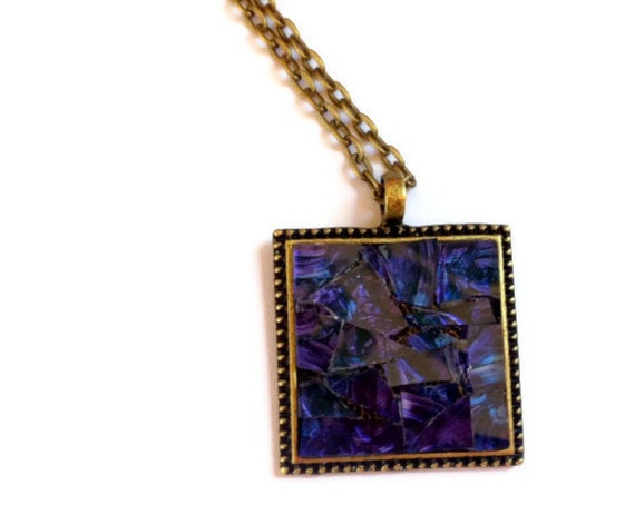 Blue Mosaic Necklace Unique Pendant Jewelry by GreenStreetMosaics