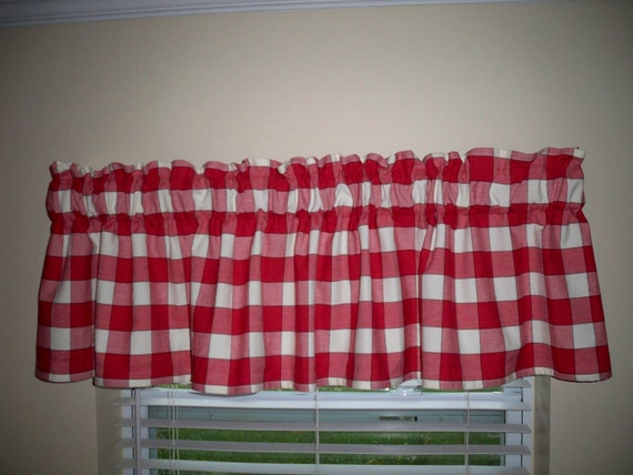 Red Plaid Window Valance Buffalo Plaid Red Plaid by danlyn3085