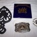 Lot of Horse items, morgan anniversary tile, trivet and belt buckle and pin vintage souvenirs