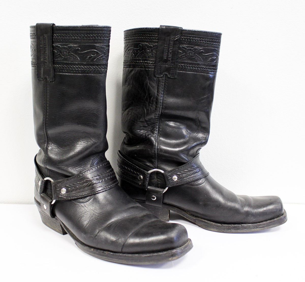Vintage black Kentucky's Western harness cowboy boots men