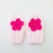 Knitted pink flower mittens - baby girl mittens -6-9 months gloves
