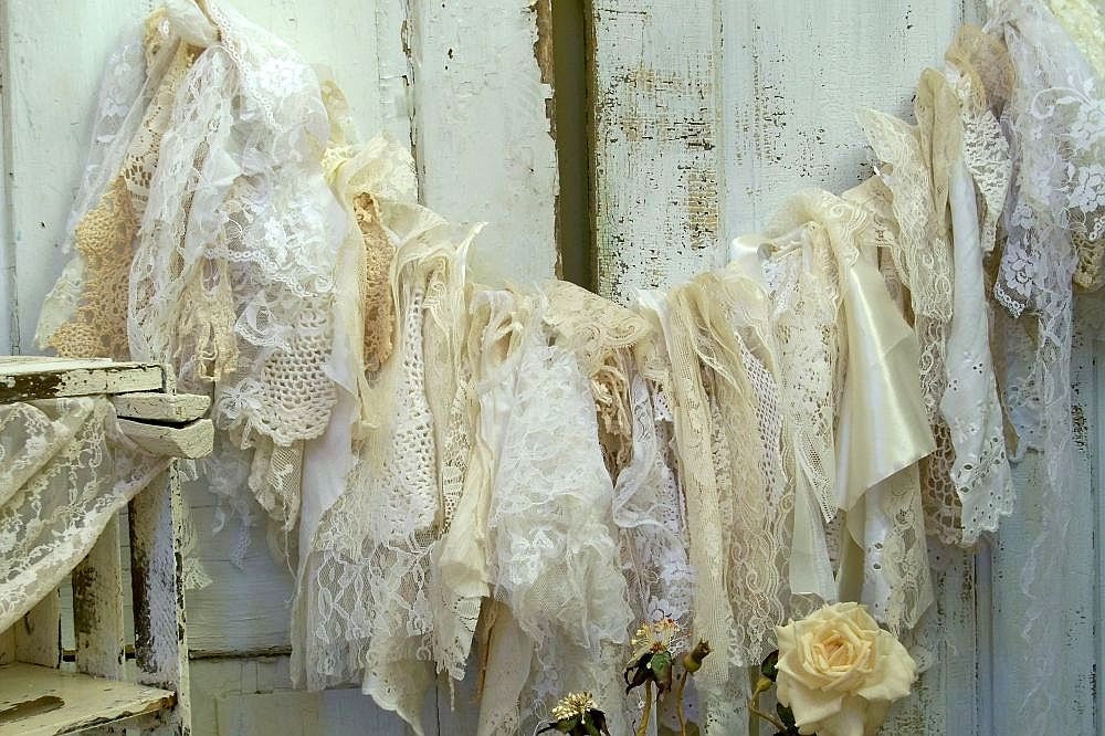 shabby chic fabric garland wall hanging homemade romantic lace shabby chic fabric garland wall hanging homemade romantic lace