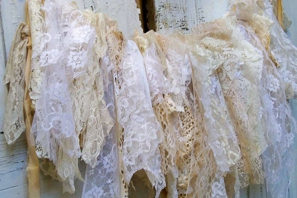 shabby chic lace fabric garland wall hanging homemade romantic shabby chic lace fabric garland wall hanging homemade romantic
