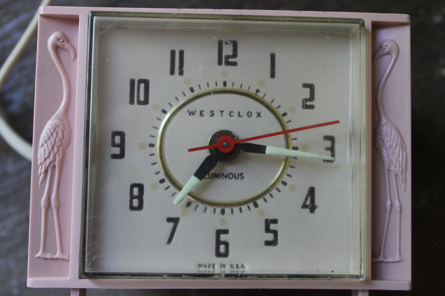 Vintage Retro Pink Flamingo Westclox Alarm Clock