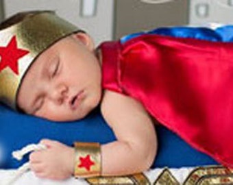 Baby Wonder Woman Costume - Baby Halloween Costume - Super Hero Baby - Girl Halloween Costume - Newborn Photo Prop - Wonder Woman - Dress Up