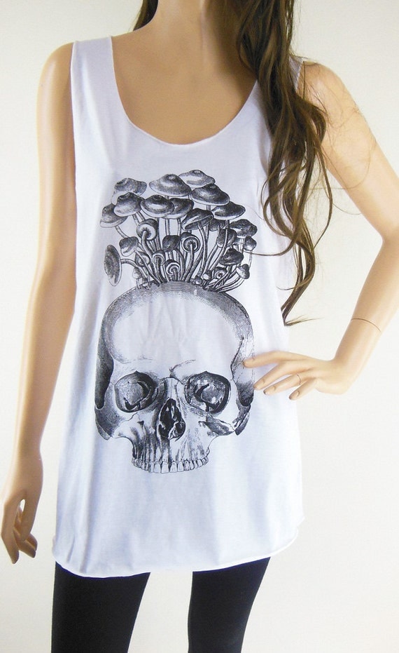 Skull Mushrooms Art Design Skull Tank Top Women Tanks Skull
