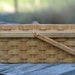 Wine bottle carrier basket tote with handle Oak wood