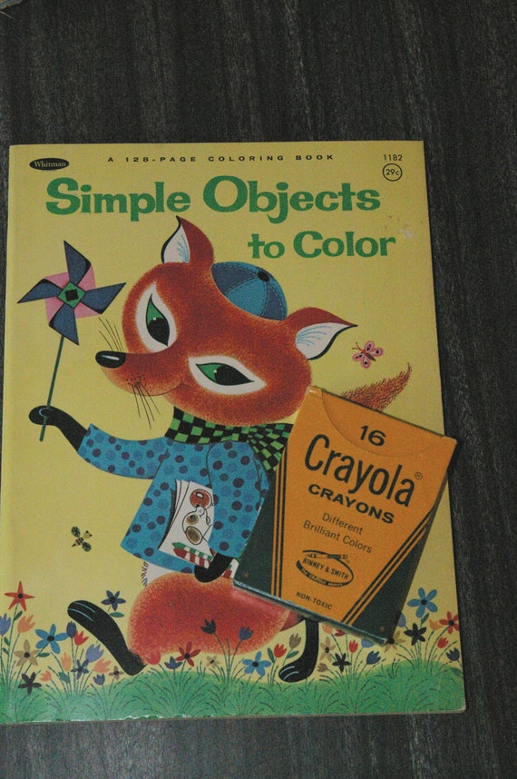 Download Vintage Coloring Book and Crayons by islandred on Etsy