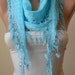 Blue Cotton Scarf with Trim Edge - Summer Collection