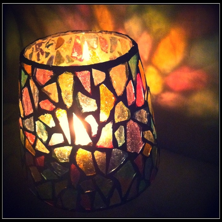 Stained Glass Candle Holder. Votive Candle by TheGivingButterfly