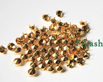 8mm 100pcs Gold conical hexagon studs / HIGH Quality - Fikashop