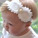 Baptism, Wedding White Baby Headband, Newborn Headband,Toddler, bow headband, Baby Girl Photo Prop.