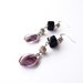Purple earrings - purple and black glass beads