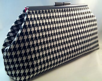 Black and White Houndstooth Clutch