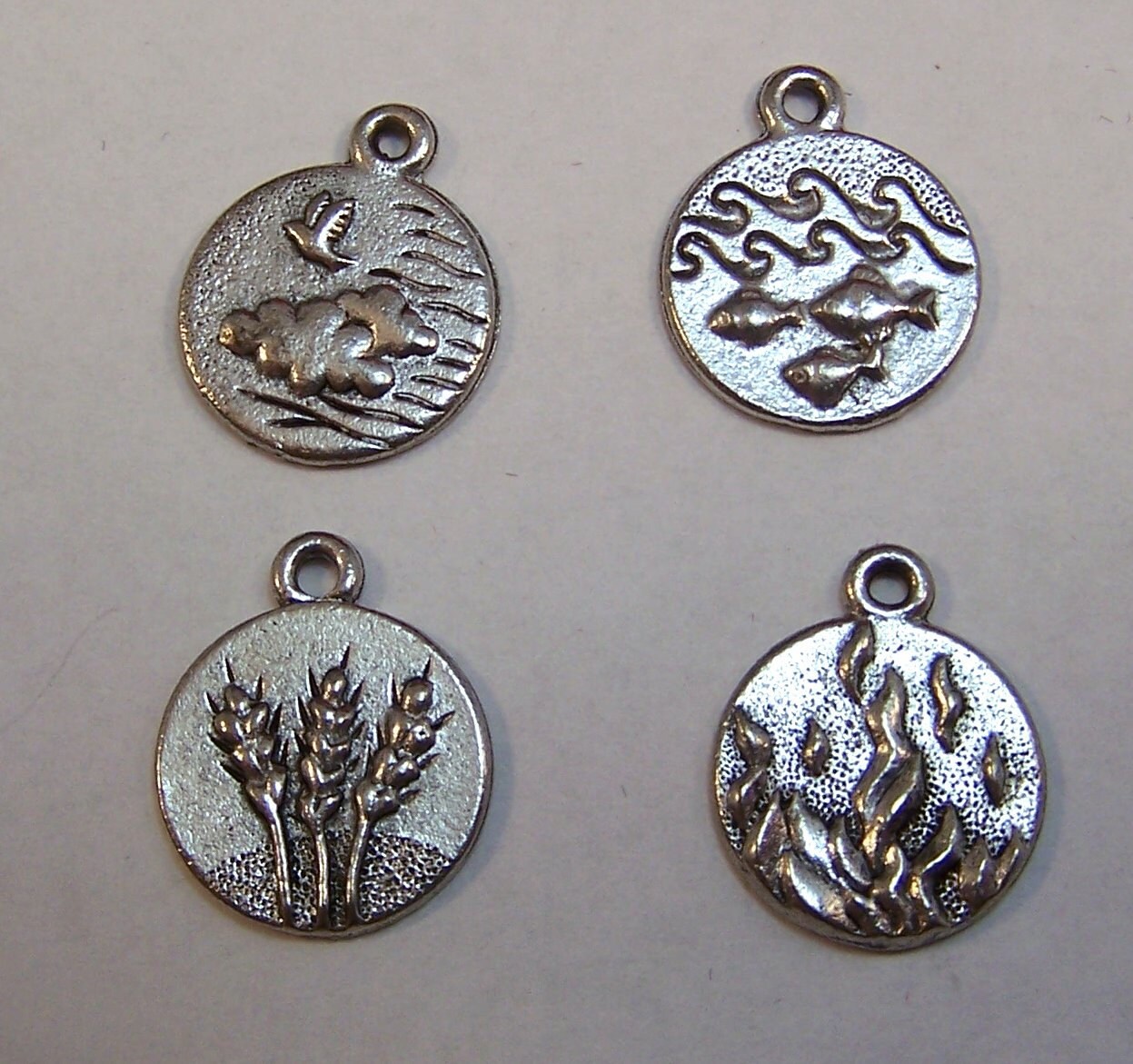 4 Pewter Four Elements of Nature Charms Free Shipping in the