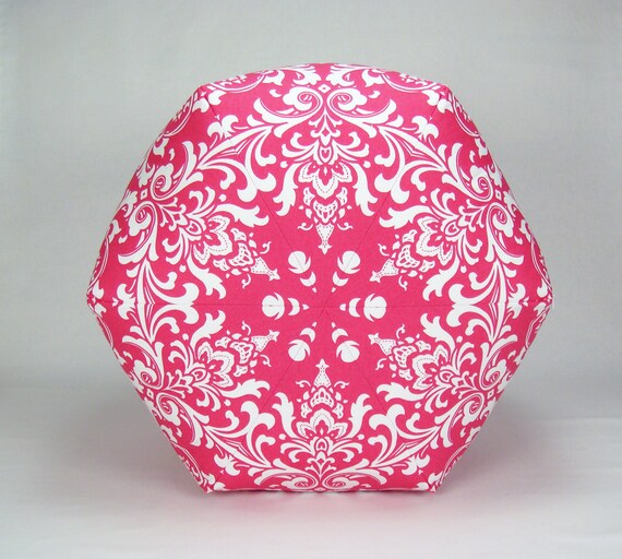 24 Floor Ottoman Pouf Pillow Candy Pink & White Damask
