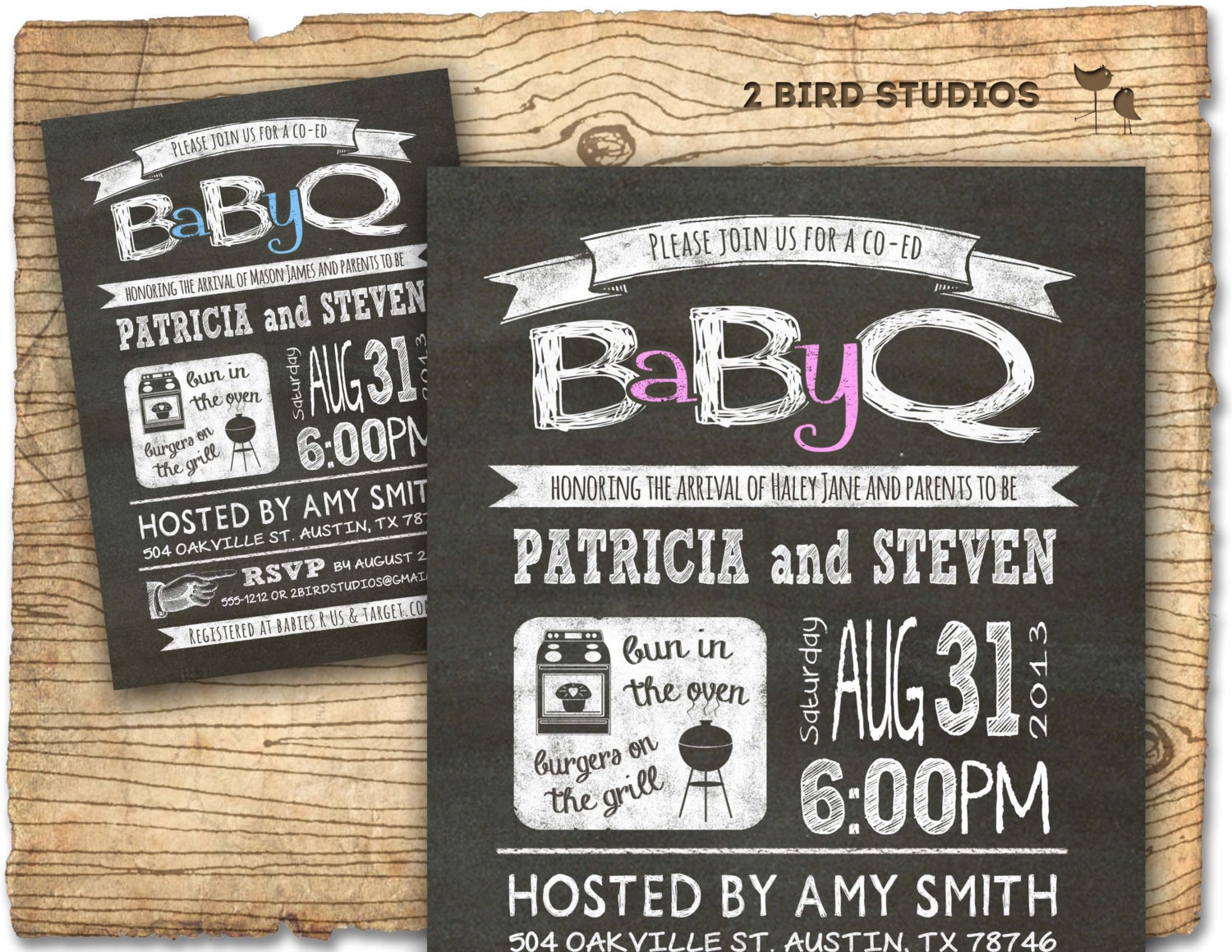 Baby Q Baby shower invitation COED baby shower invite