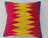 MODERN Bohemian Home Decor,Handwoven Turkish Kilim Pillow Cover 16" X 16",Decorative Kilim Pillow,Vintage Kilim Pillow,Throw Pillow