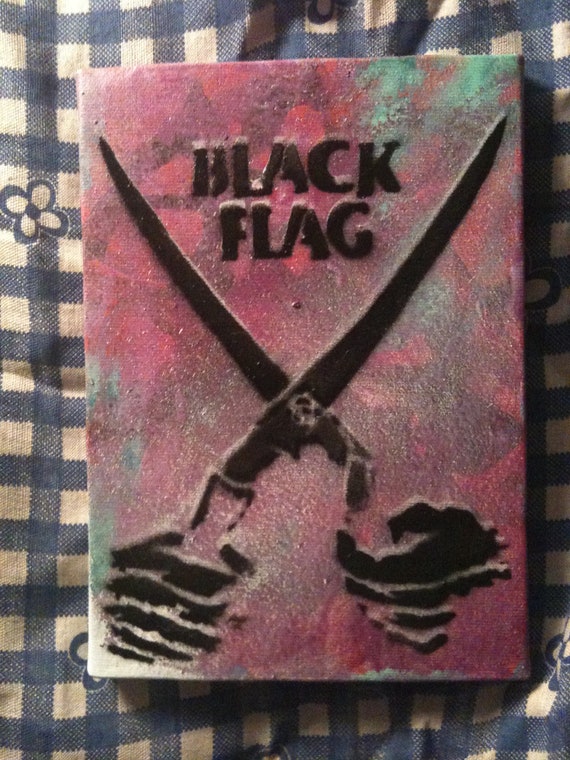 Black Flag Stencil Spray Paint Art On Small Canvas