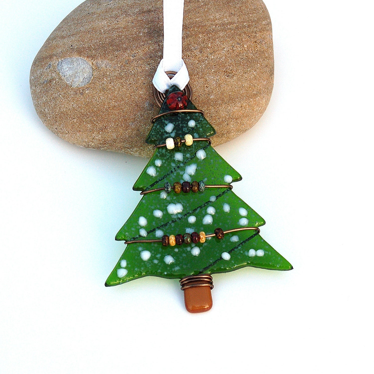 Fused Glass Christmas Tree Ornament Suncatcher