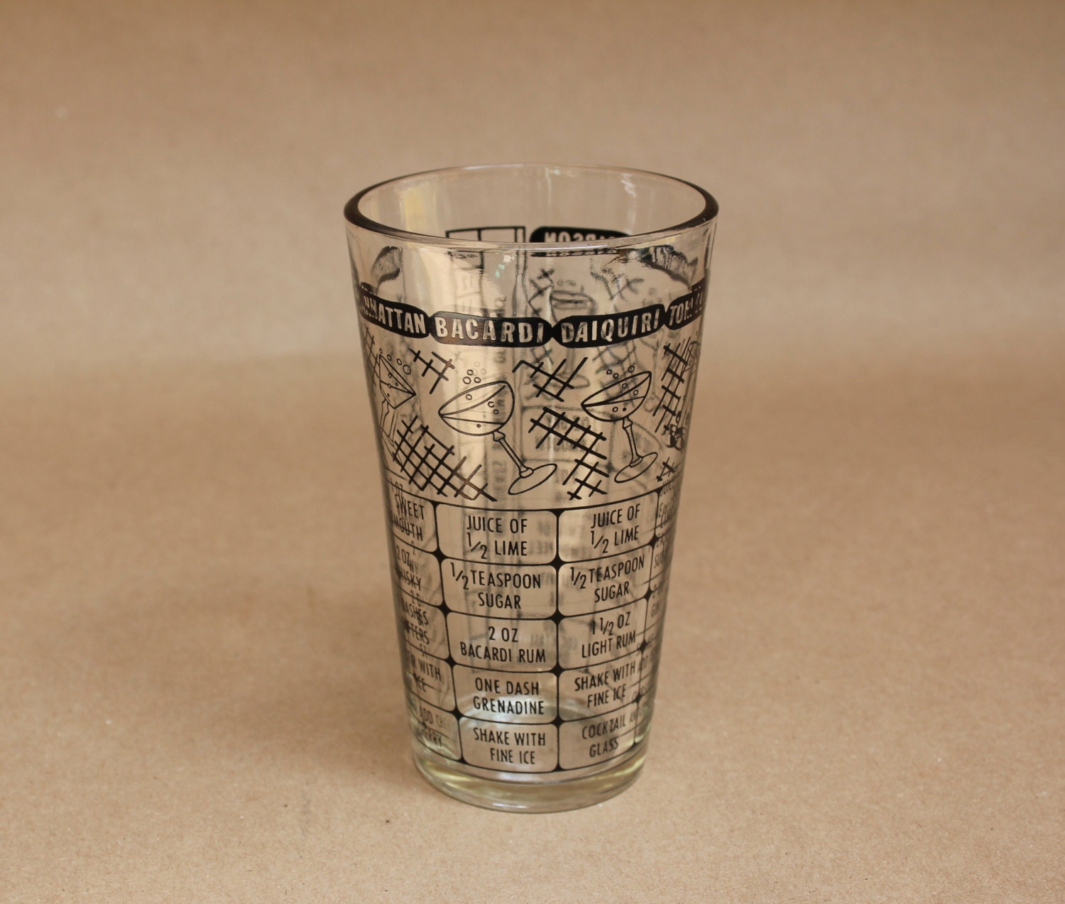 Vintage Retro Cocktail Shaker with Drink RecipesMid Century